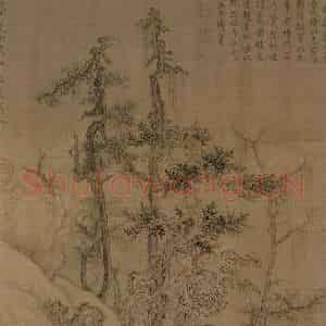 宋代 王诜《渔村小雪图》国画山水工笔作品图片鉴赏