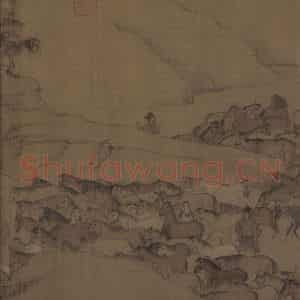 宋代 李公麟《临韦偃牧放图》国画花鸟工笔作品图片鉴赏