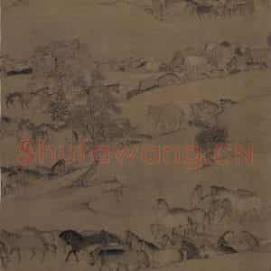 宋代 李公麟《临韦偃牧放图》国画花鸟工笔作品图片鉴赏