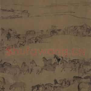 宋代 李公麟《临韦偃牧放图》国画花鸟工笔作品图片鉴赏