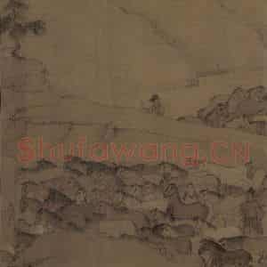 宋代 李公麟《临韦偃牧放图》国画花鸟工笔作品图片鉴赏