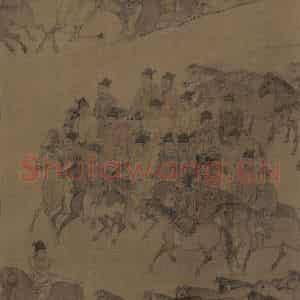宋代 李公麟《临韦偃牧放图》国画花鸟工笔作品图片鉴赏