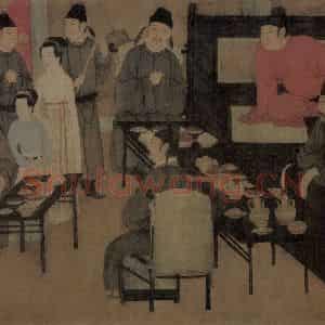五代 顾闳中《韩熙载夜宴图》国画人物工笔作品图片鉴赏