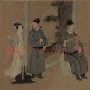 五代 顾闳中《韩熙载夜宴图》国画人物工笔作品图片鉴赏