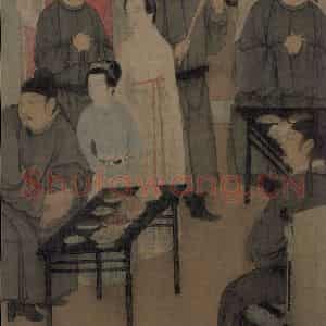 五代 顾闳中《韩熙载夜宴图》国画人物工笔作品图片鉴赏