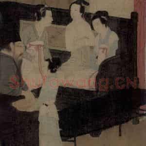 五代 顾闳中《韩熙载夜宴图》国画人物工笔作品图片鉴赏