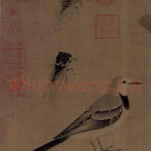 五代 黄筌《写生珍禽图》国画花鸟工笔作品图片鉴赏