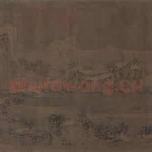 宋代 赵佶《雪江归棹图》国画山水作品图片鉴赏