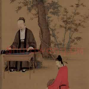 宋代 赵佶《听琴图》国画综合作品图片鉴赏