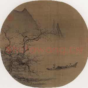 宋代《梅溪放艇》国画综合作品图片鉴赏
