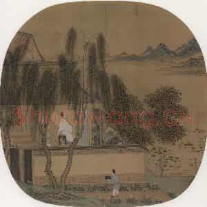 宋代《柳院消暑》国画综合作品图片鉴赏