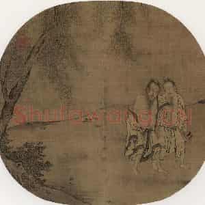 宋代《柳荫醉归》国画人物作品图片鉴赏