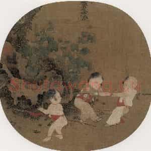 宋代《秋庭婴戏》国画人物作品图片鉴赏