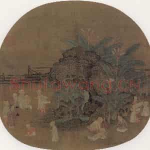 宋代《蕉石婴戏》国画人物作品图片鉴赏