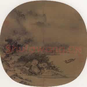 宋代《风雨归舟》国画山水作品图片鉴赏