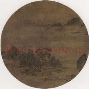 宋代《水村楼阁》国画山水作品图片鉴赏