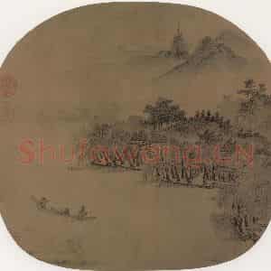宋代《西湖春晓》国画山水作品图片鉴赏