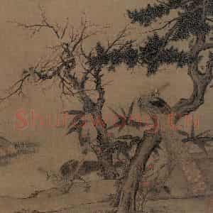 宋朝《红梅孔雀图》国画花鸟作品图片鉴赏