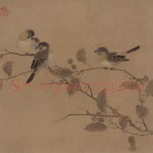 宋朝《霜桕山鸟图》国画花鸟作品图片鉴赏