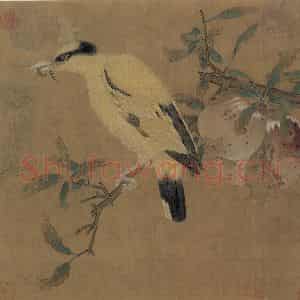 宋朝《榴枝黄鸟图》国画花鸟作品图片鉴赏