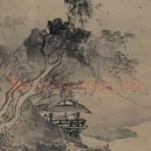 宋代 夏圭《风雨山水图》国画山水作品图片鉴赏