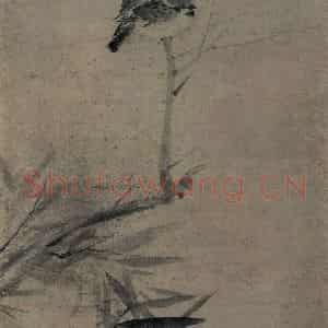 宋代 牧溪《竹雀图》国画花鸟作品图片鉴赏
