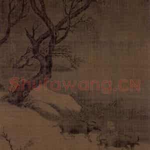 宋代 马麟《柳堤牧童图》国画综合作品图片鉴赏