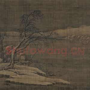 宋代 马麟《寒江独钓图》国画山水作品图片鉴赏
