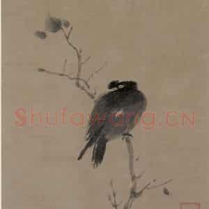 宋代 牧溪《叭叭鸟图》国画花鸟作品图片鉴赏