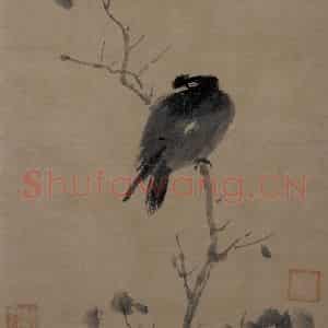 宋代 牧溪《叭叭鸟图》国画花鸟作品图片鉴赏