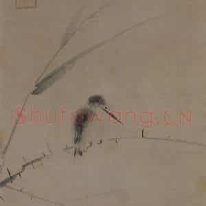 宋代 牧溪《翡翠鹡鸰图(1)》国画花鸟作品图片鉴赏