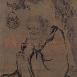 五代 贯休《罗汉图(1)》国画人物作品图片鉴赏