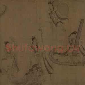 宋代《摹顾恺之斲琴图》国画人物工笔作品图片鉴赏