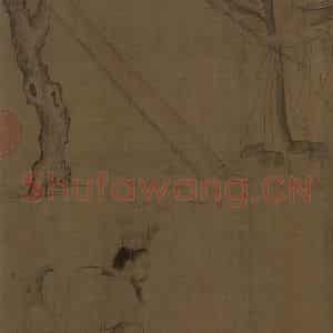 宋代《摹顾恺之斲琴图》国画人物工笔作品图片鉴赏
