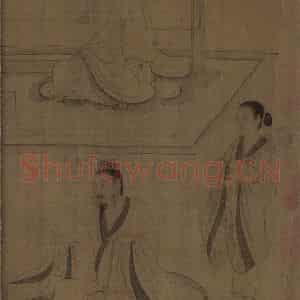 宋代《摹顾恺之斲琴图》国画人物工笔作品图片鉴赏
