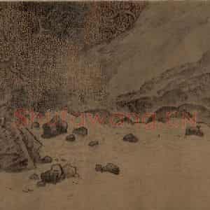 宋代《秋林观泉图》国画山水工笔作品图片鉴赏