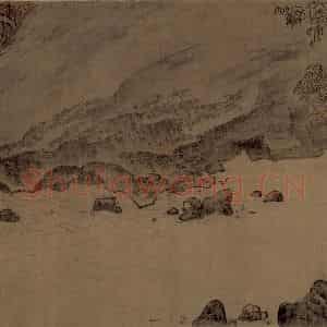 宋代《秋林观泉图》国画山水工笔作品图片鉴赏