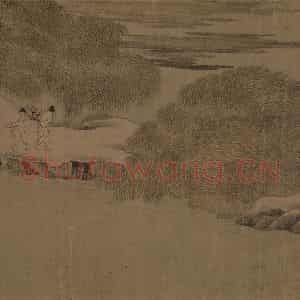 宋代《雪渔图》国画综合工笔作品图片鉴赏