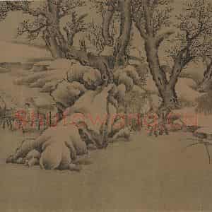 宋代《雪渔图》国画综合工笔作品图片鉴赏