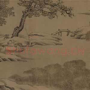 宋代《雪渔图》国画综合工笔作品图片鉴赏