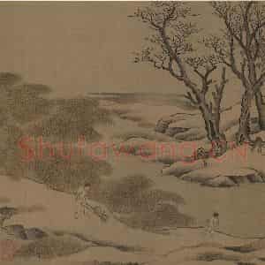 宋代《雪渔图》国画综合工笔作品图片鉴赏