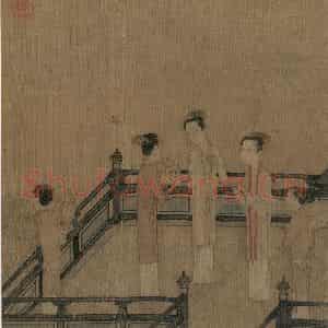 宋代 陈清波《瑶台步月图》国画人物工笔作品图片鉴赏