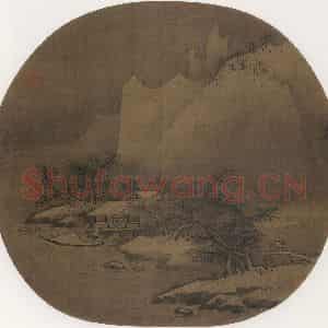 宋代 李东《雪江卖鱼图》国画山水工笔作品图片鉴赏