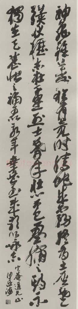 1974现代 沙孟海 曹孟德龟虽寿诗六尺条幅 书法作品