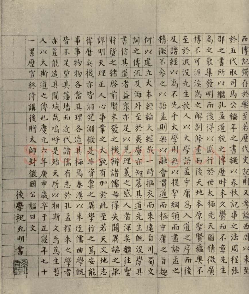 明代 祝允明 《宋儒六贤传志》之十六 书法作品