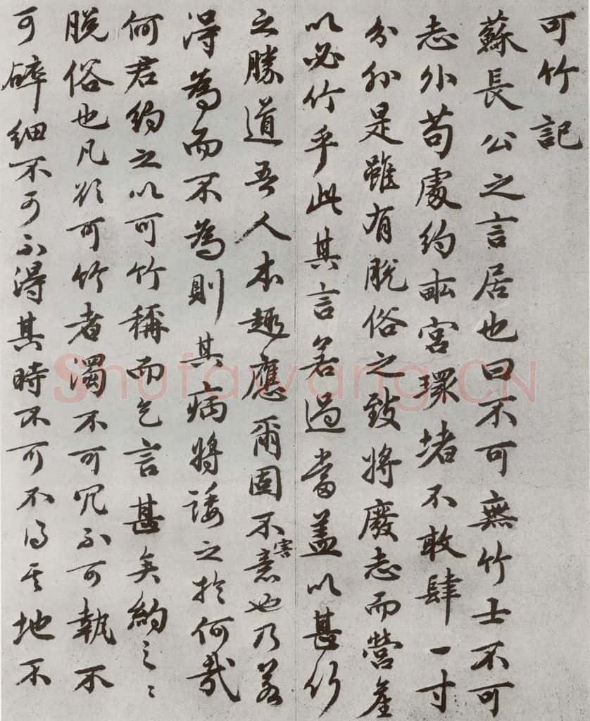 明代 祝允明 《可竹记》之一 书法作品
