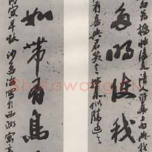 现代 沙孟海 草书《集易林三尺八言联》毛笔书法草书作品图片欣赏