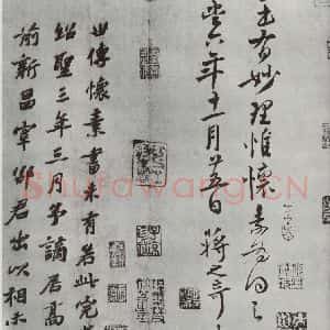 唐代 怀素 草书《怀素书自叙题跋 之五》毛笔书法草书作品图片欣赏
