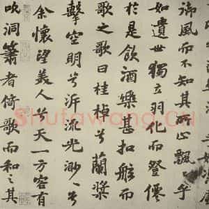 宋代 苏轼 行楷书《前赤壁赋 之三》毛笔书法行楷书作品图片欣赏