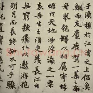 宋代 苏轼 行楷书《前赤壁赋 之六》毛笔书法行楷书作品图片欣赏